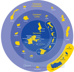 La composizione grafica della comunità europea