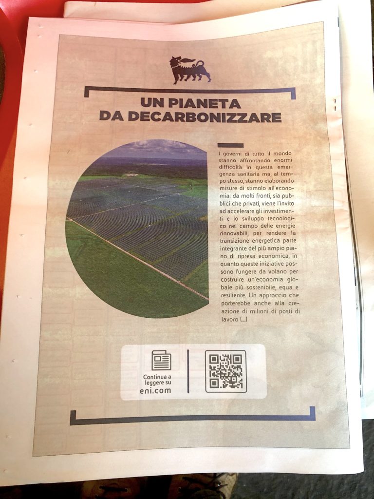 Un pianeta da decarbonizzare: certo, dalle azioni di aziende come questa però. Come possiamo parlare di Etica Pubblica se le stesse aziende che inquinano sono quelle che fanno maggiore informazione ambientalista?